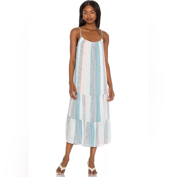 RAILS Adora Sleeveless Linen Blend Midi Dress in Highland Stripe Small ($188) - Picture 1 of 16